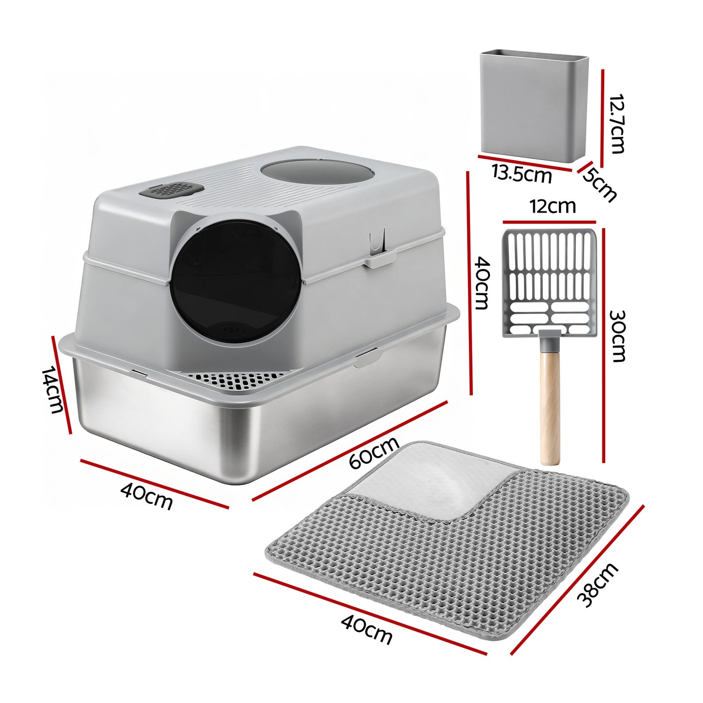 i.Pet Stainless Steel Enclosed Litter Box