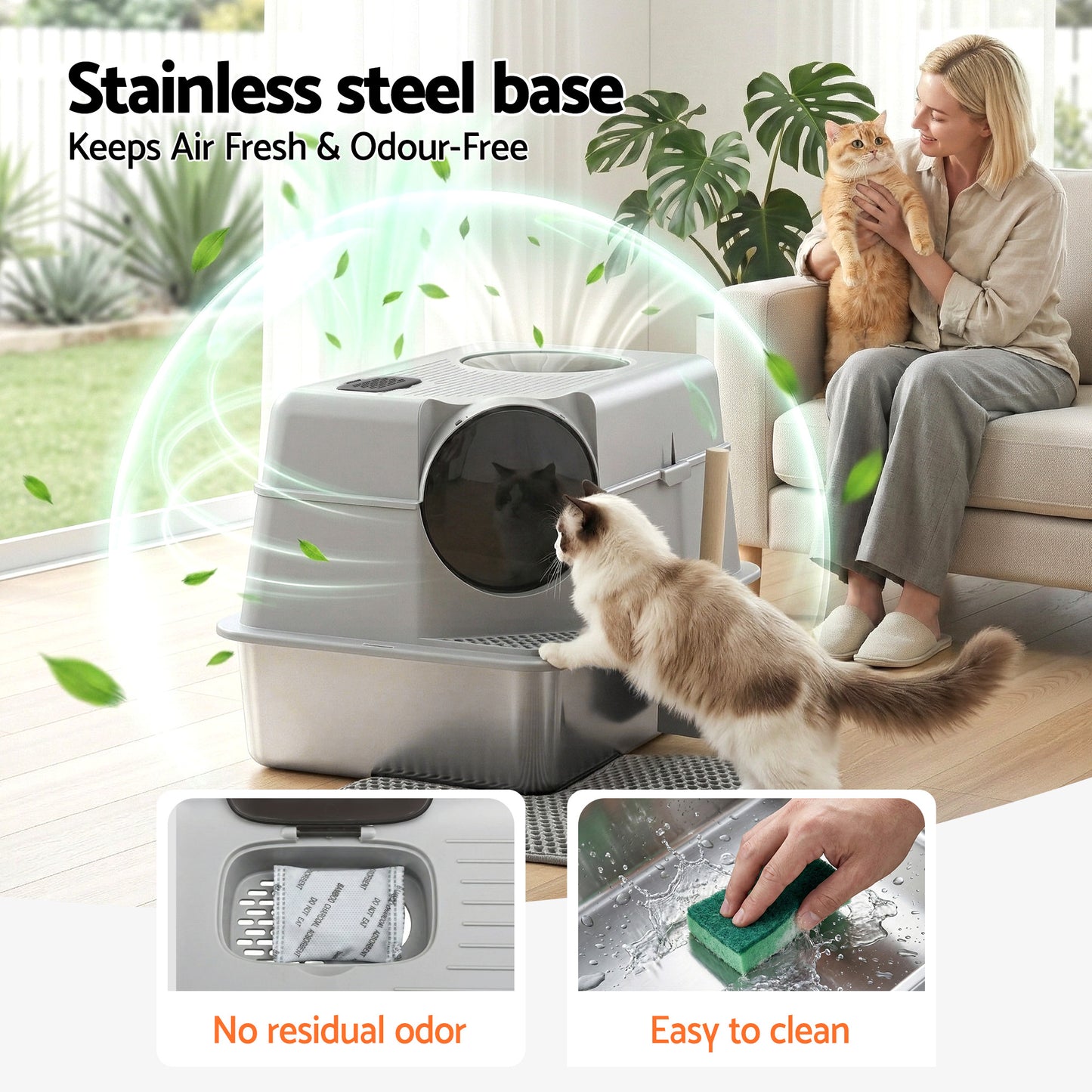 i.Pet Stainless Steel Enclosed Litter Box