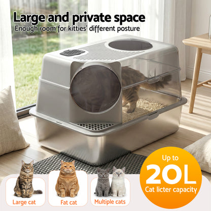 i.Pet Stainless Steel Enclosed Litter Box