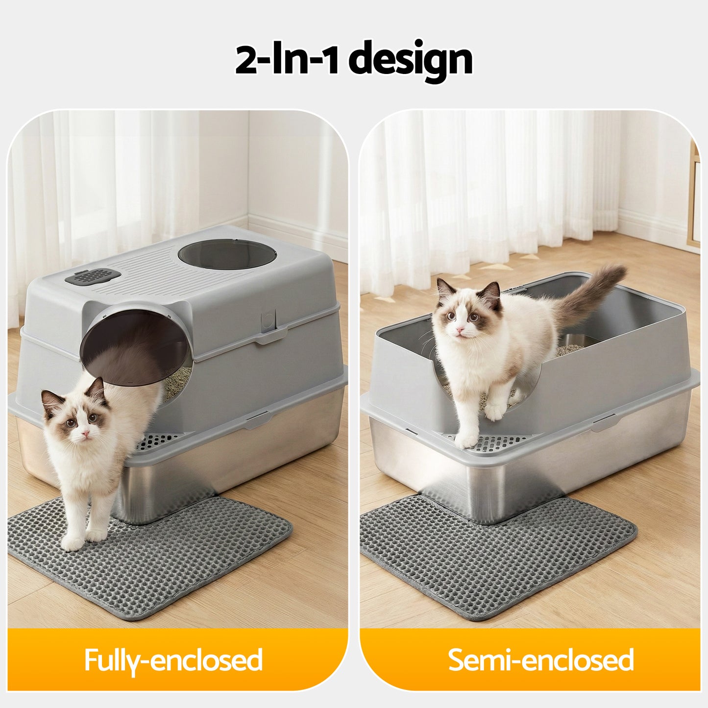 i.Pet Stainless Steel Enclosed Litter Box