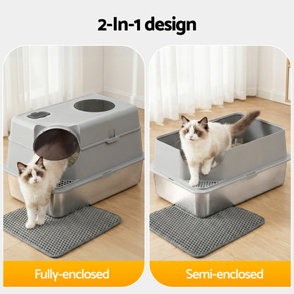 i.Pet Stainless Steel Enclosed Litter Box