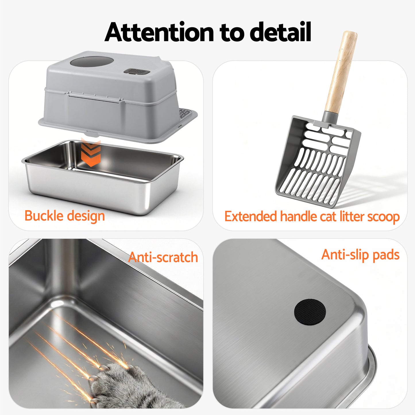 i.Pet Stainless Steel Enclosed Litter Box