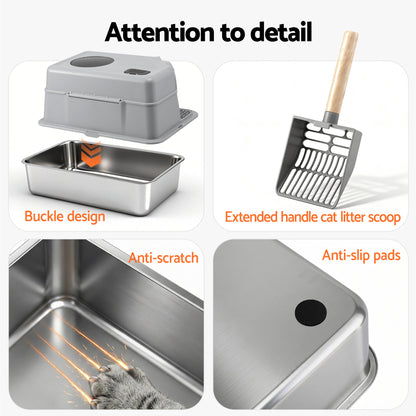 i.Pet Stainless Steel Enclosed Litter Box