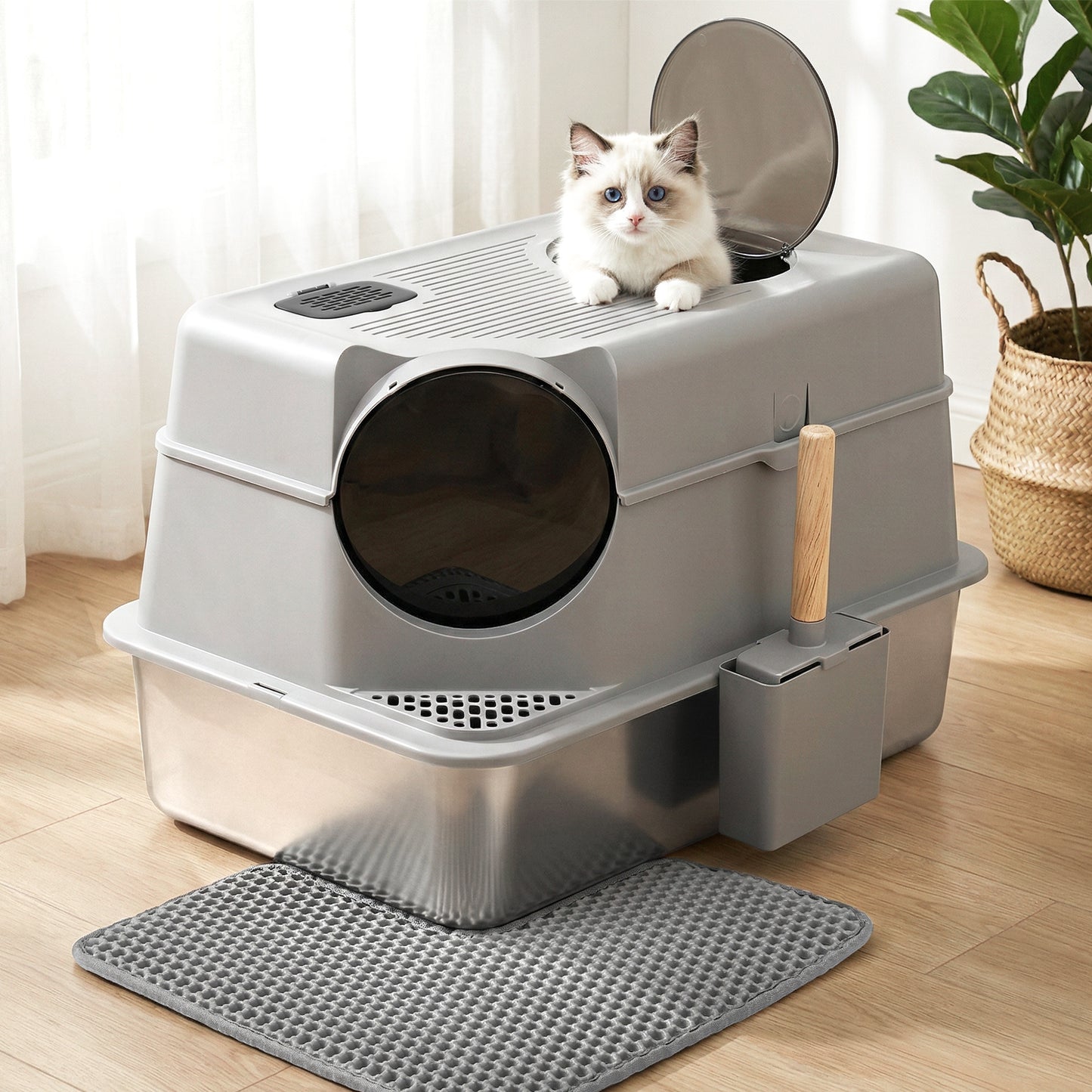 i.Pet Stainless Steel Enclosed Litter Box