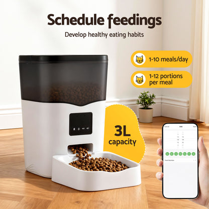 i.Pet Smart Pet Feeder with App Control (3L) - Coco & Harley - Pet Care > Dog Supplies > Dog Bowls, Feeders & Waterers - PET-FEEDER-3L-WIFI-WH