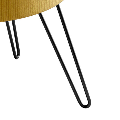 Close-up of a raised pet bed with black hairpin legs on a white background