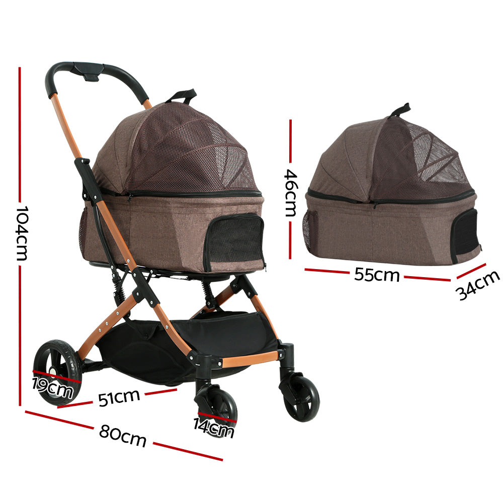 i.Pet Pet Stroller Travel Foldable 4 Wheels