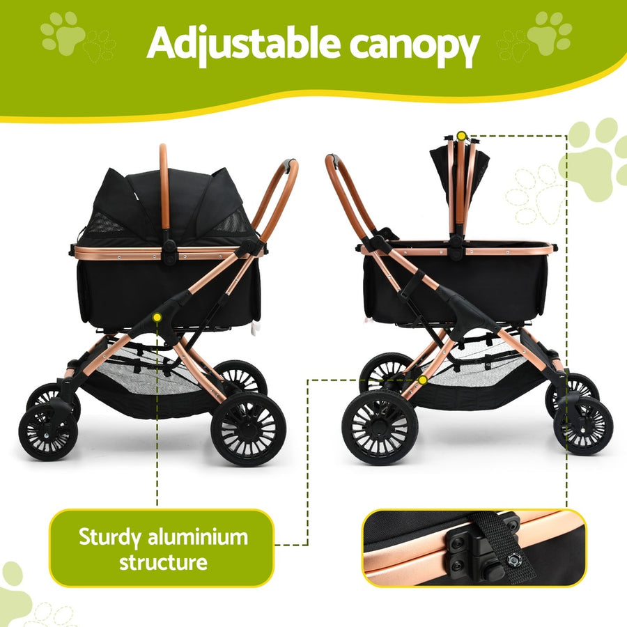 i.Pet Pet Stroller wheels and frame detail