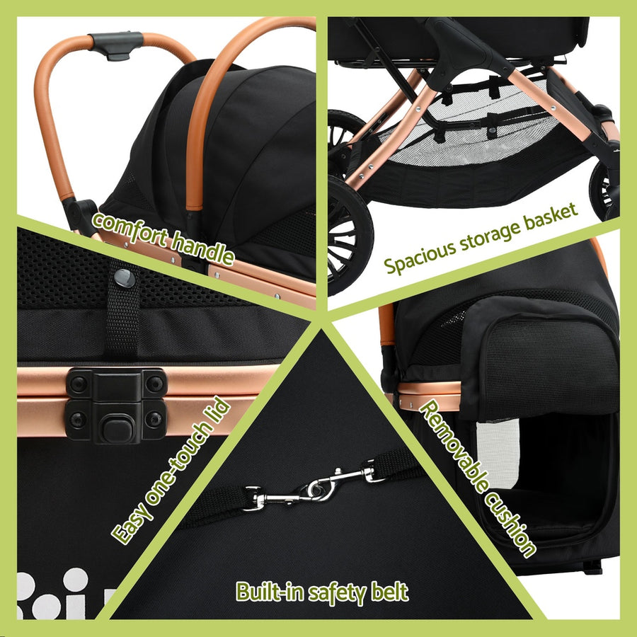 i.Pet Pet Stroller safety and fabric detail