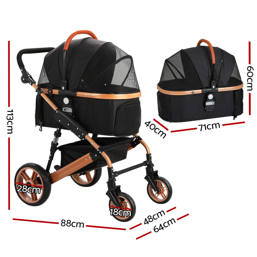 i.Pet Pet Stroller Travel Foldable 4 Wheels