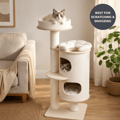 HONEYPOTCAT PURRING Barrel Cat Tower - 122cm - Coco & Harley - Pet Care > Cat Supplies > Cat Furniture - V390-182532