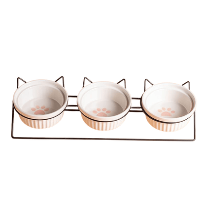 Triple Slanted Ceramic Pet Feeding Station - Coco & Harley - Pet Care > Cat Supplies > Cat Bowls, Feeders & Waterers - V888-ELOSUNG49880