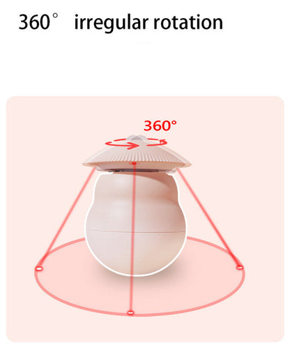 Illustration of a laser teaser and tumbler with 360-degree rotation on a pink background