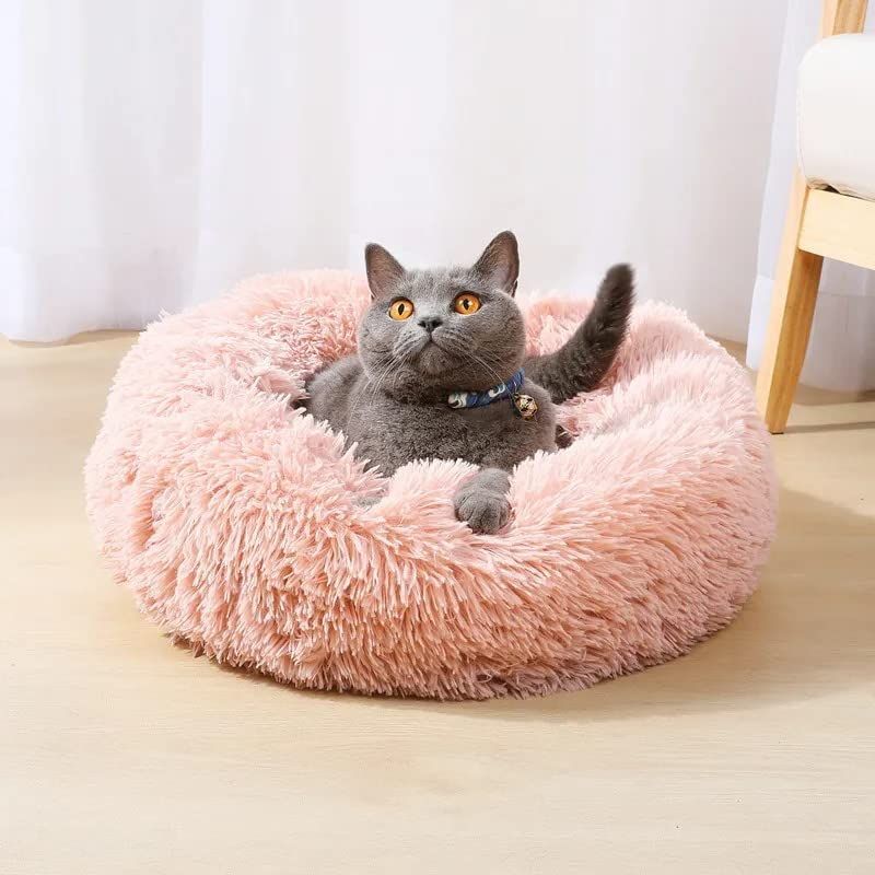Cat Bed Fluffy Cat Bed Round Cat Bed Cat Furniture Cat Comfort Cat Sleeping Bed - Dark Brown / 20in