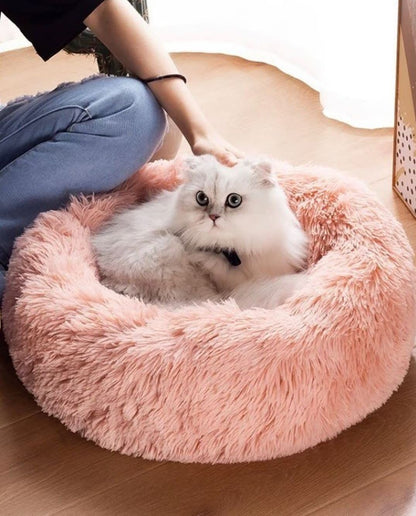 Cat Bed Fluffy Cat Bed Round Cat Bed Cat Furniture Cat Comfort Cat Sleeping Bed - Dark Brown / 20in