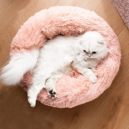 Cat Bed Fluffy Cat Bed Round Cat Bed Cat Furniture Cat Comfort Cat Sleeping Bed - Dark Brown / 24in