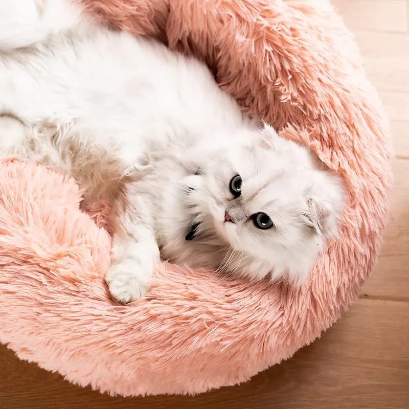 Cat Bed Fluffy Cat Bed Round Cat Bed Cat Furniture Cat Comfort Cat Sleeping Bed - Dark Brown / 24in