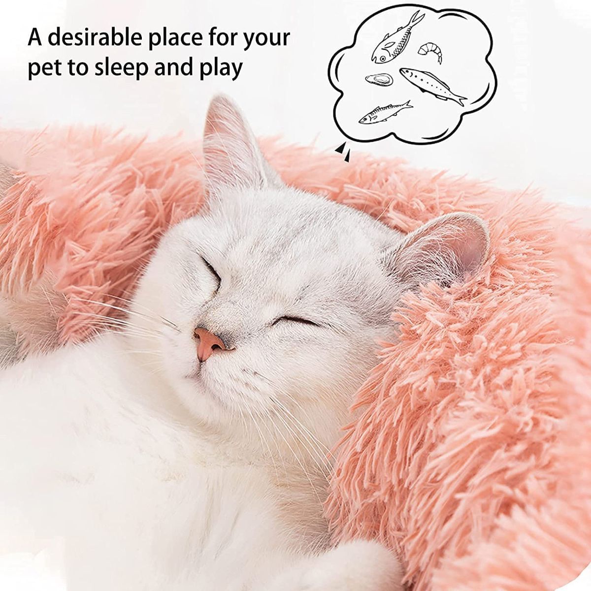 Cat Bed Fluffy Cat Bed Round Cat Bed Cat Furniture Cat Comfort Cat Sleeping Bed - Dark Brown / 24in