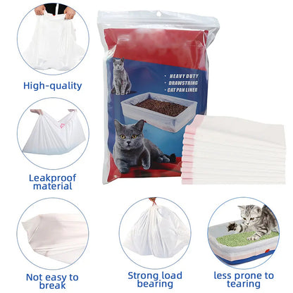Cat litter bags with features highlighted on a white background