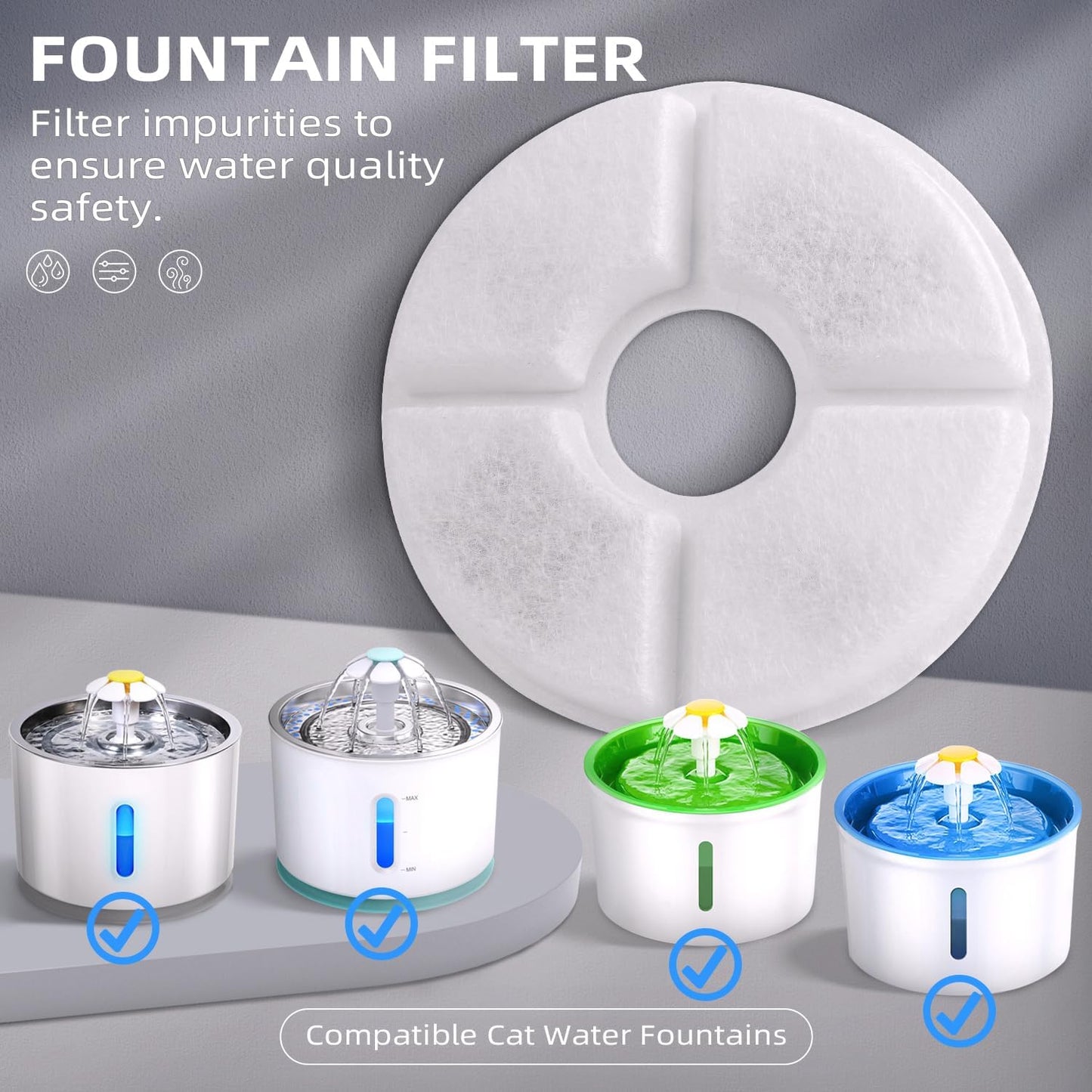 Pet Water Fountain Replacement Filters & Sponges Set