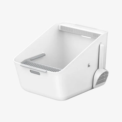 White pet litter box on a white background