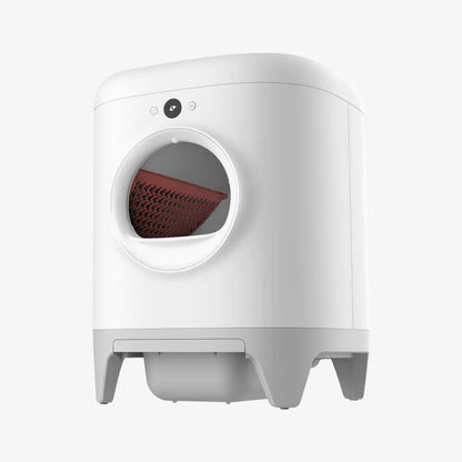 White smart pet litter box on a white background