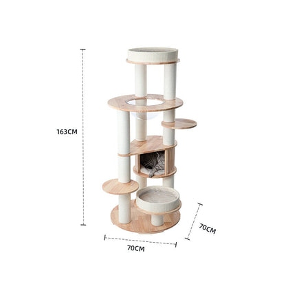 HONEYPOTCAT MZ Varnished Solid Wood Cat Tower With Capsule - 163cm - Coco & Harley - Pet Care > Cat Supplies > Cat Furniture - V390-V190328PRO