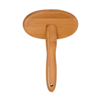 Wooden pet brush on a white background