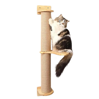 Cat Climbing Frame Wall Post Flax Rope Scratcher Hanging Toy Furniture Kittens