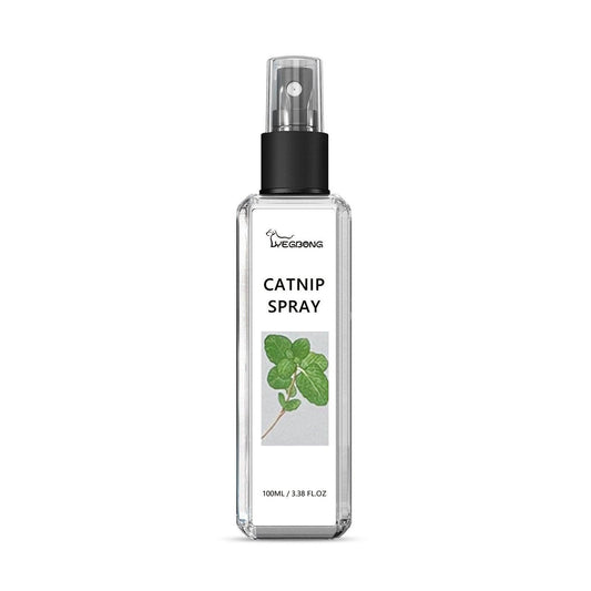 Catnip spray bottle with label on a white background
