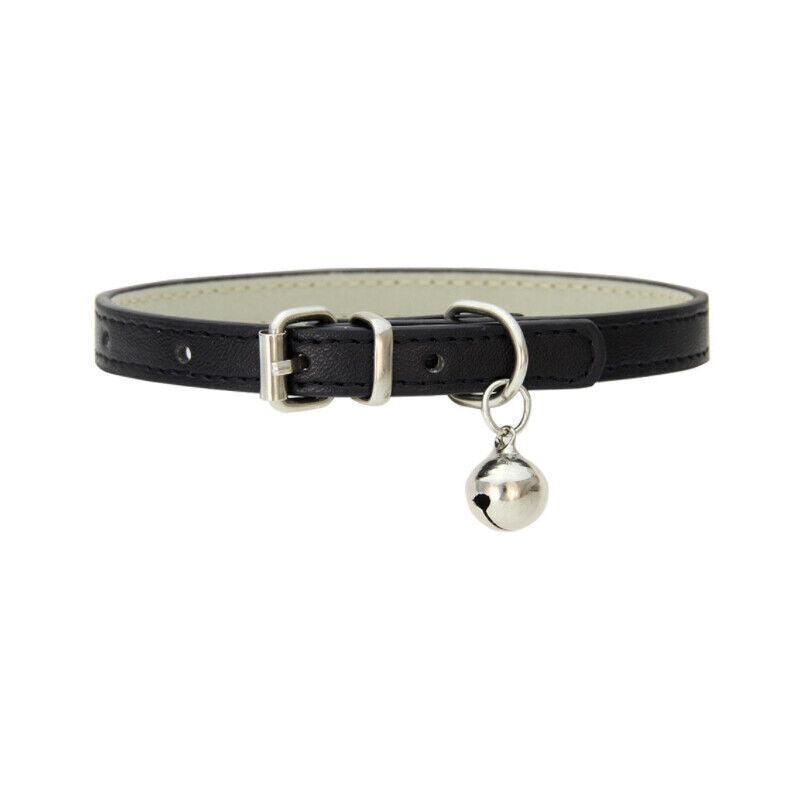 Adjustable PU Leather Cat Collar with Bell Breakaway Buckle 9 Colours - Yellow
