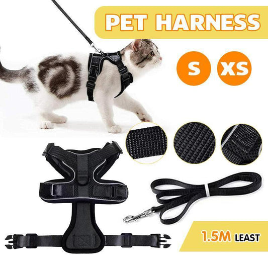 Adjustable Pet Harness and Leash Set for Cat Dog Escape Proof Reflective Vest - S