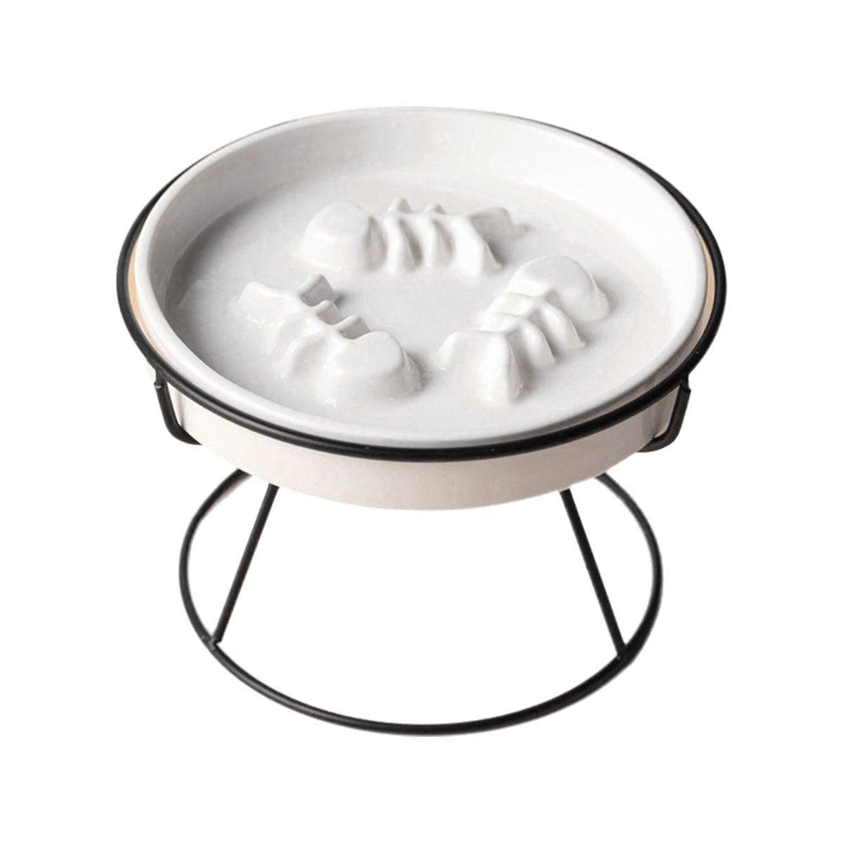 Ceramic Elevated Cat Bowl - Black Bowl-Black Stand
