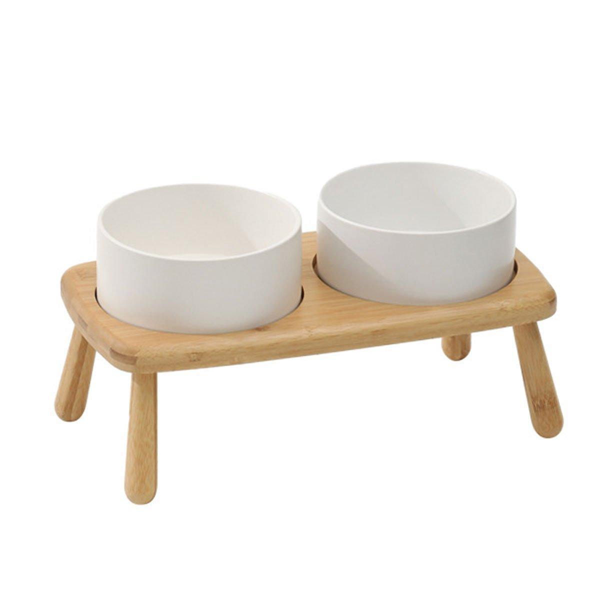 Ceramic Elevated Double Bowl - Grey