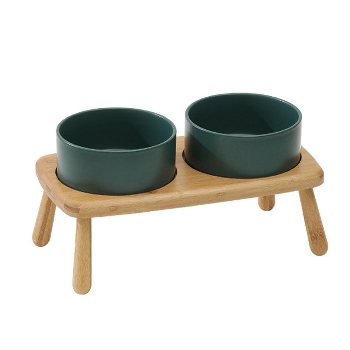 Ceramic Elevated Double Bowl - Grey