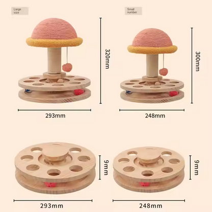Wooden toy with measurements on a beige background