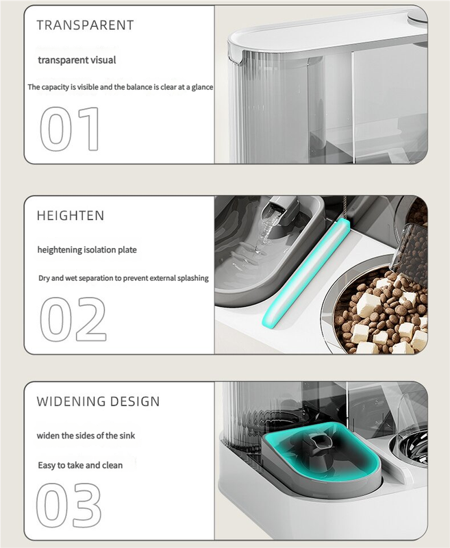 Automatic Pet Feeder and Water Bowl - 2-in-1 Yellow Stainless Steel Bowl Cat Feeding Station