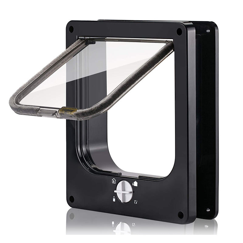 Size XL Black 4-Way Locking Pet Flap Door for Cats and Small Dogs - Weatherproof Magnetic Cat Door