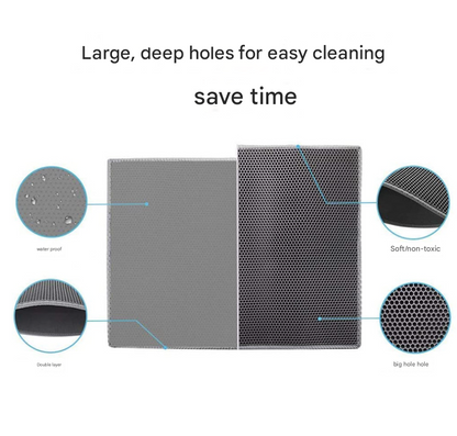Cat litter mat with large, deep holes for easy cleaning on a white background