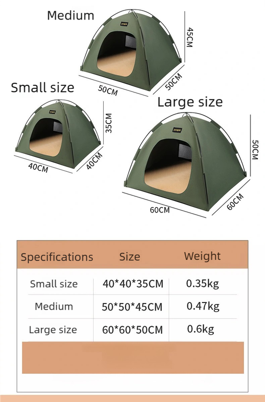 Small Size Pet Tent for Cats & Dogs(Green) - Portable Comfort Shelter with Soft Cushion