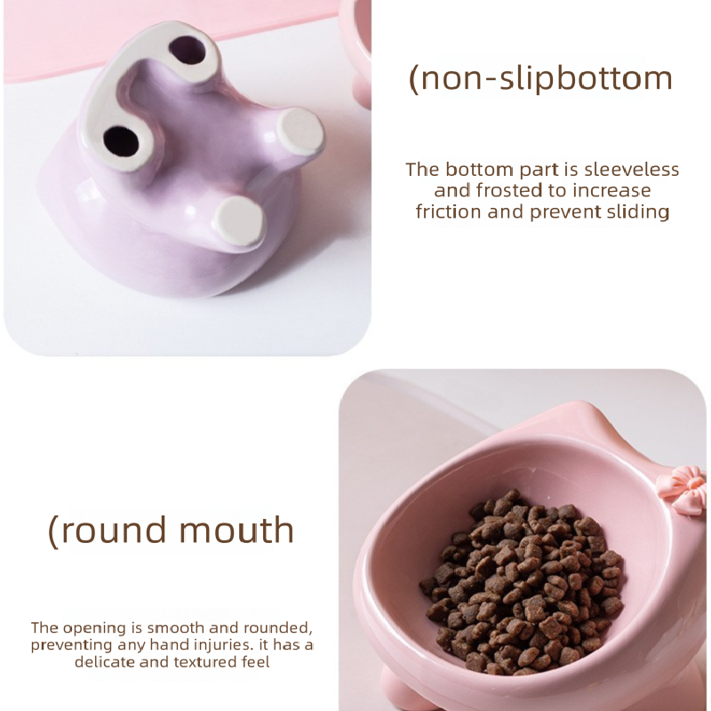 Ceramic Elevated Cat Bowl - Cream