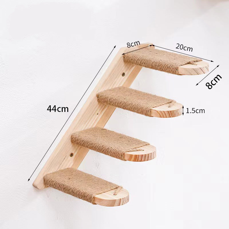 Solid Wood Wall-Mounted Cat Climbing Ladder