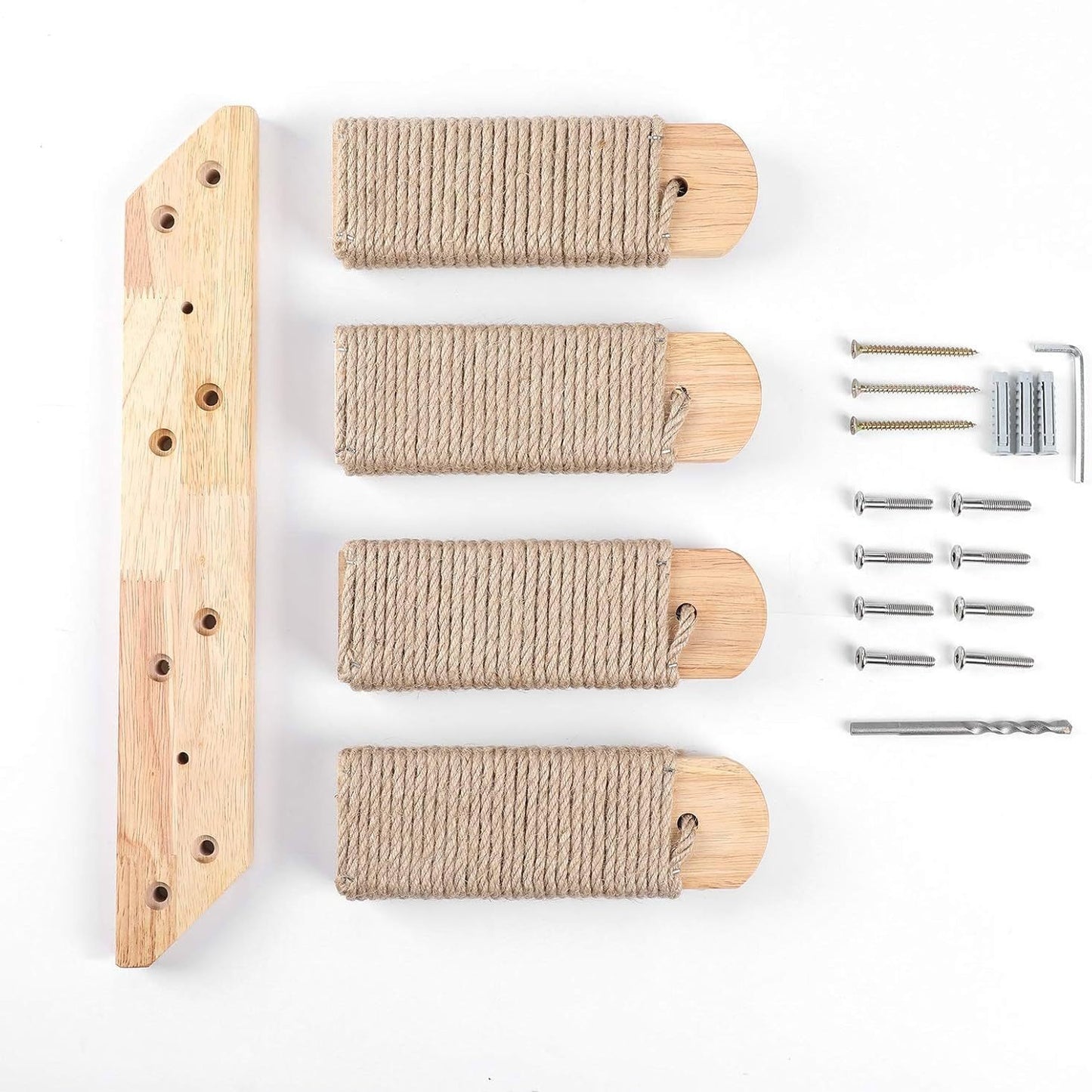 Solid Wood Wall-Mounted Cat Climbing Ladder