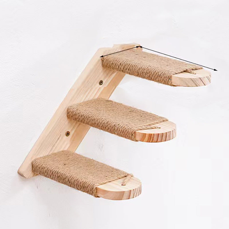 Solid Wood Wall-Mounted Cat Climbing Ladder