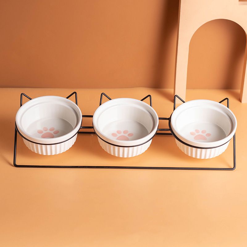 Triple Slanted Ceramic Pet Feeding Station - Coco & Harley - Pet Care > Cat Supplies > Cat Bowls, Feeders & Waterers - V888-ELOSUNG49879