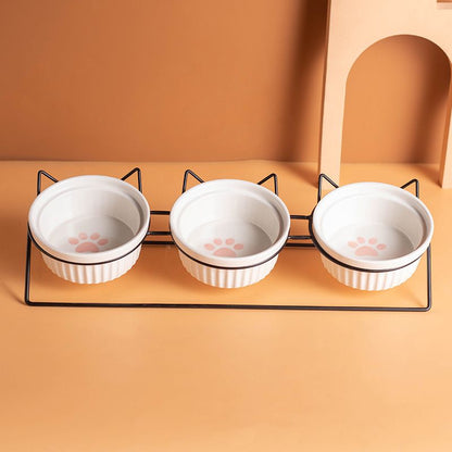 Triple Slanted Ceramic Pet Feeding Station - Coco & Harley - Pet Care > Cat Supplies > Cat Bowls, Feeders & Waterers - V888-ELOSUNG49879