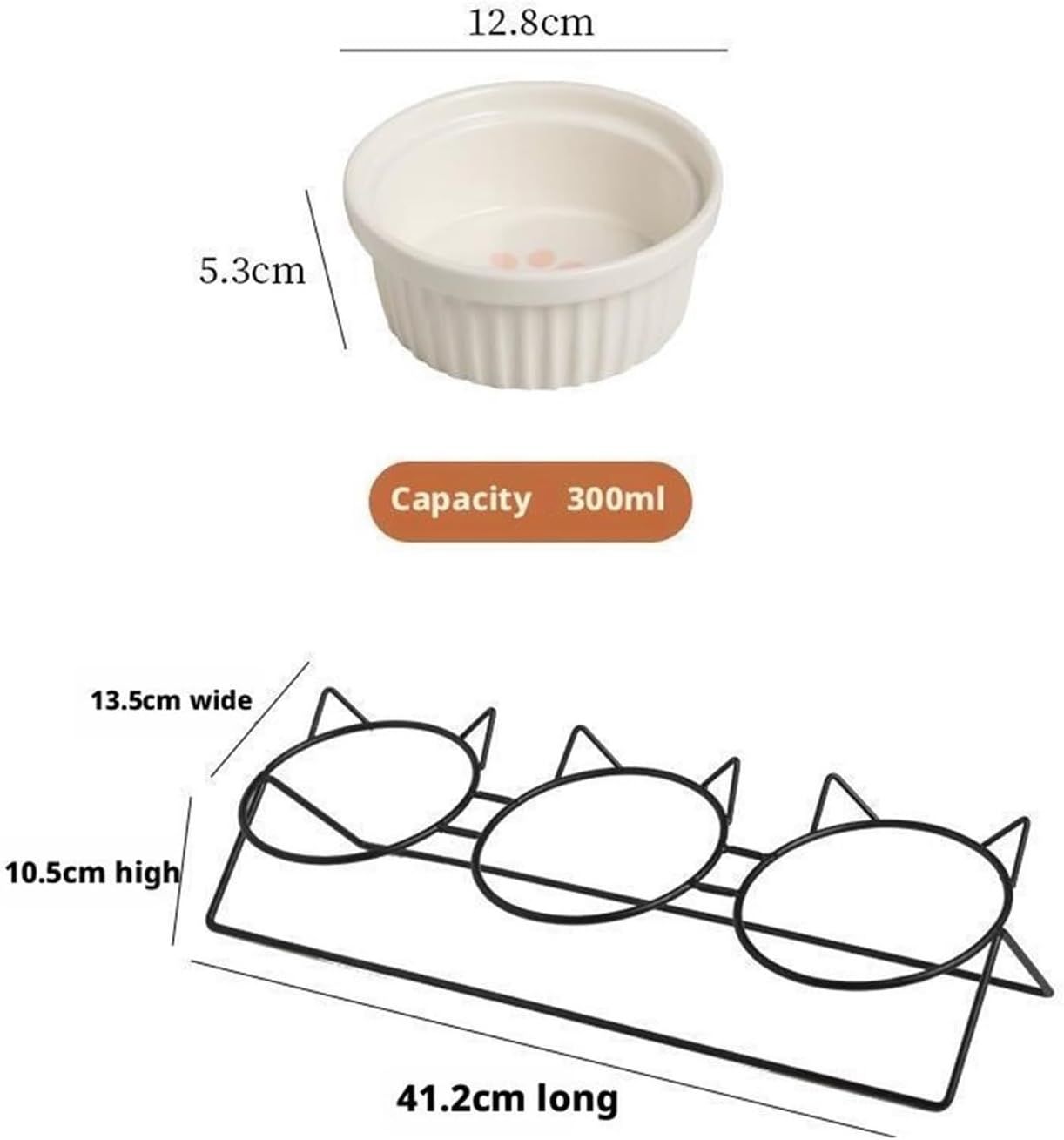 Triple Slanted Ceramic Pet Feeding Station - Coco & Harley - Pet Care > Cat Supplies > Cat Bowls, Feeders & Waterers - V888-ELOSUNG49880