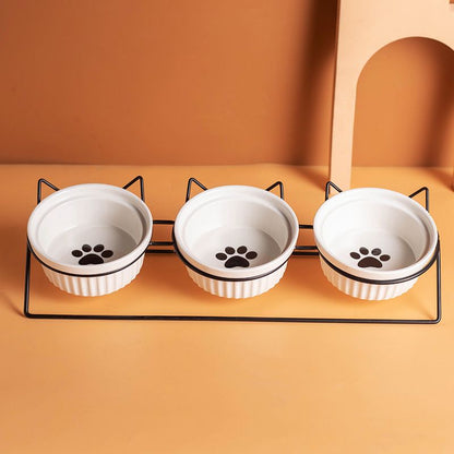 Triple Slanted Ceramic Pet Feeding Station - Coco & Harley - Pet Care > Cat Supplies > Cat Bowls, Feeders & Waterers - V888-ELOSUNG49882