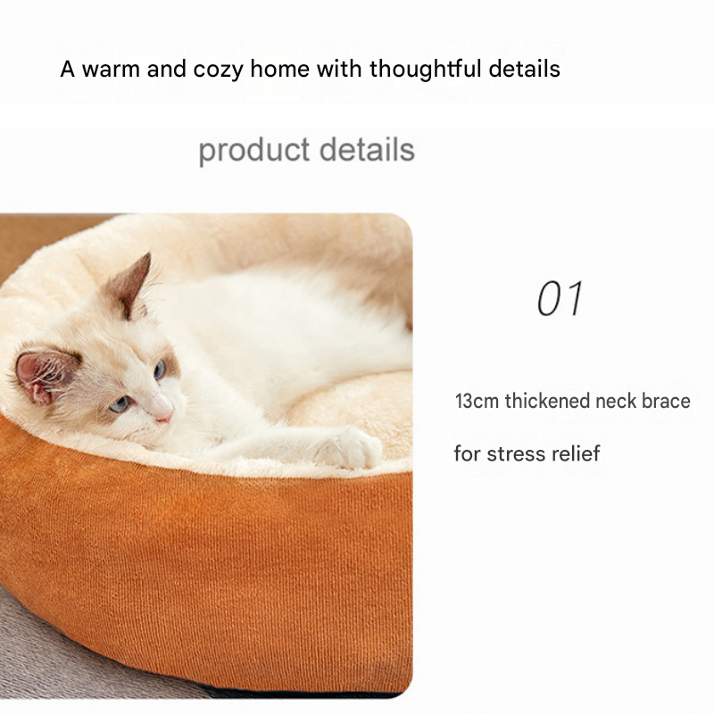 S Size 40x50cm Grey Oval Pet Bed - Arctic Fleece and PP Cotton - Thickened Warmth, Non-Slip Base, Removable Cover, Compact for Cats and Small Dogs