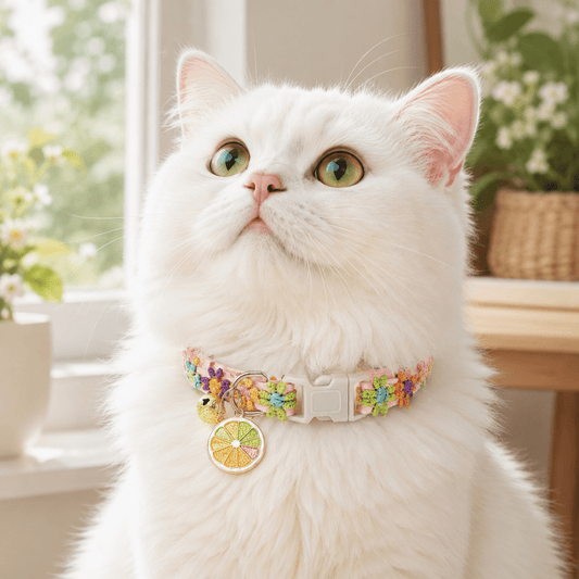 Floral Lace Cat Collar with Bell and Charm - Coco & Harley - Pet Care > Dog Supplies > Dog Collars, Leads & Harnesses - V888-ELOSUNG54807
